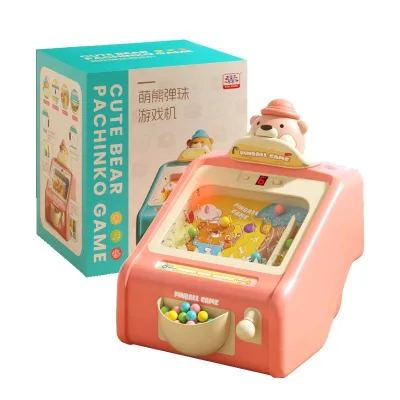 2024 NEW Children's Bear Marbles Game Machine Electronic Tabletop Pinball Game with Lights & Sounds