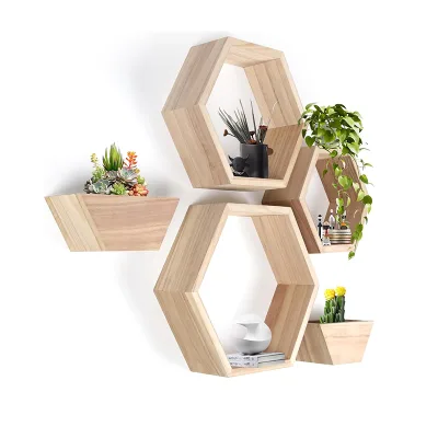 Hot Sales Decorative Wall Rustic Highly Durable Paulownia Wood Shelf Double Hook Floating Shelf Decorative Wall Shelves