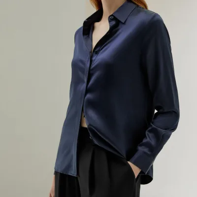 Women's Long Sleeve Satin Silk Leopard Button Down Shirt Soft Work Dress Blouse Tops Comfortable Regional Clothing