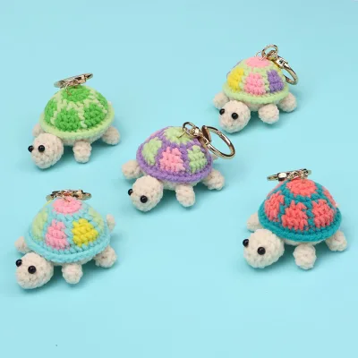 Handmade Crochet Turtle Keychain Animal Tortoise Charm Pendant Turtle Crochet Keychain Soft for Handbag Bag Purse Accessories