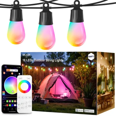 IP65 Smart 15M Dimmable LED String Light Outdoor Garden Festive Christmas Halloween Hanging Lights Holiday Lighting 2-Year