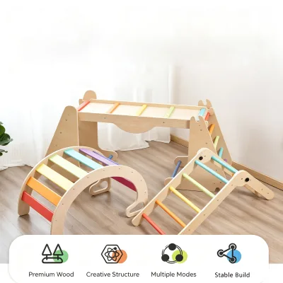 Piklers Triangle Set Kids Climbing Frame Wood Structure Montessori Toys Indoor Eco-friendly Customizable Dimensions Unisex Kits