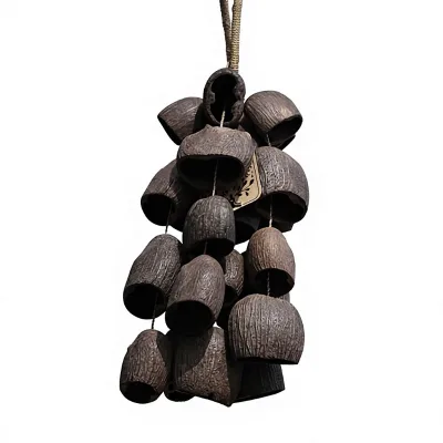 Cloud-Essence Water Copper Shell Handbell Natural Plant-Inspired Meditation Tool Indonesian Black Fruit Plant Pendant