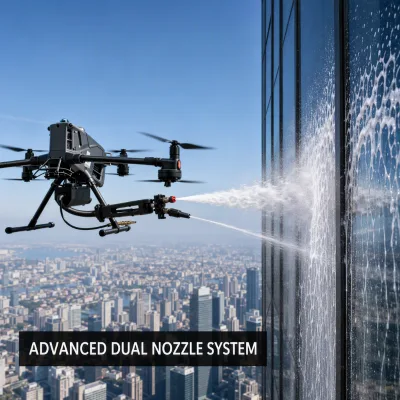 High-Efficiency Building Cleaner with 360° Rotatable Spray Nozzle, Remote Control High Altitude Wall Washing System 120m APP
