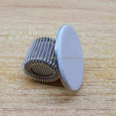 Cheap White Foam Self Adhesive Silver Stainless Steel Round Spring Pen Clamps Penholder Pen Clip Single Ring Metal Pen Holder