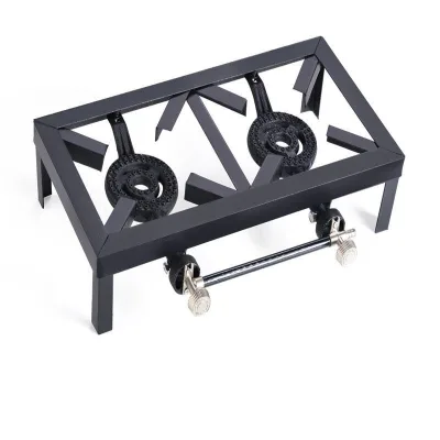 Portable Double Burner Gas Cooker with Independent Control Valves Commercial Heavy Duty Cast Iron Burner