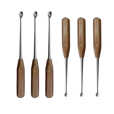 Small Animal Bone Curettes Curettage Dental Surgical Instrument Wooden Handle Bone Curette