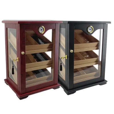 Large Capacity Factory Wholesale Price Wood Cigar Case Humidor With Hygrometer Cigar Cabinet Case Box
