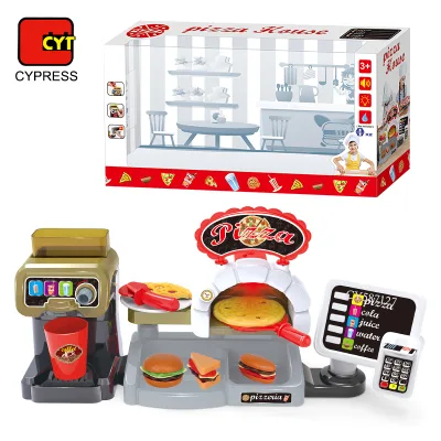 Factory Wholesale Pizza Shop Cash Register Toy and Coffee Maker Machine With Light and Sound for Kids Pretend Play
