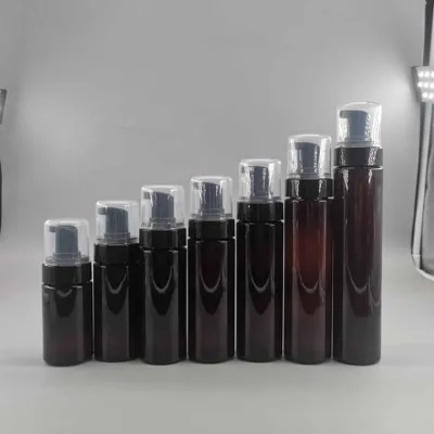 Plastic face cleanser foam pump bottle series for cosmetic packaging and personal care container