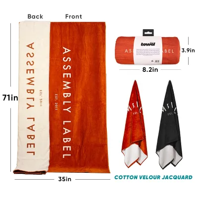 Custom High-quality Luxury Jacquard Velvet 100% Cotton Double-sided Eco-friendly Sand-free Custom Design Beach Towel