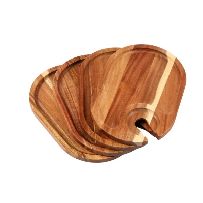 Wine Appetizer Plates Versatile Cheese Board Wood Appetizer Plates with Wine Glass Holder