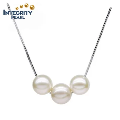 3 Pearls Customized Popular 925 Sterling Silver Freshwater Pearl Pendant Necklace