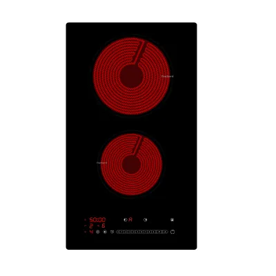 H-one Waterproof Multi Function Black Panel Built in Coil Double Zone 220V Infrared Cooker for Countertop