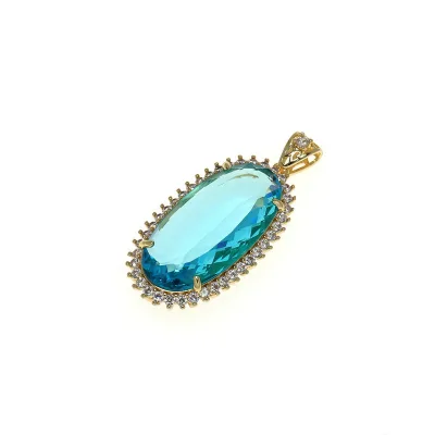 hot sale big size multi color available rhinestone necklace charms crystal gemstone pendant oval shape charms for necklace DIY
