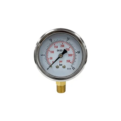 AKS 0-25 Bar 0-350 PSI Pressure Gauge 63mm Semi-Steel Case Radial Bottom Mount 1/4 NPT Water Oil Gas Air Pressure Gauge