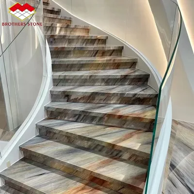 Luxury Modern Indoor Aurora Blue Quartzite Polished Slabs for Staircase Flooring and Wall Cladding