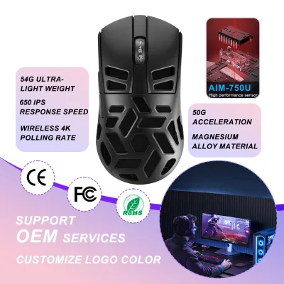 Lightweight Magnesium Wireless Gaming Mouse 30000 DPI 8 Programmable Buttons 4K Polling Rate Wireless Rechargeable Gaming Mouse