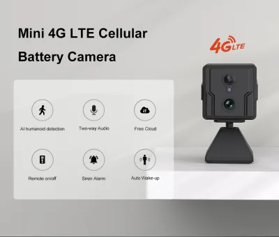 DIY 4G LTE Mini Camera with SIM Card WiFi 1080p HD Night Vision Built-in Mic Cloud & for Storage for Car ODM