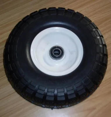 High Quality CANDOR 10 Inch PU Wagon Cart Wheel Steel Rim 100kg Load Capacity Excellent Anti-prick 4.10/3.50-4 Size Black Highly