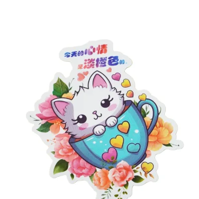 Cartoon Cat Vinyl Stickers Eco-Friendly PVC Waterproof Lamination Durable Labels for B2B Supply