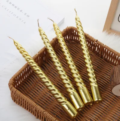 Wholesale European Long Spiral Colored Taper Candles Ribbed Candlestick Candles for Romantic Wedding Party Home Decoration