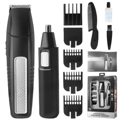Professional Stainless Steel 2-in-1 Cordless Hair Clippers & Nose Hair Trimmer with Waterproof IPX6 and Long Runtime