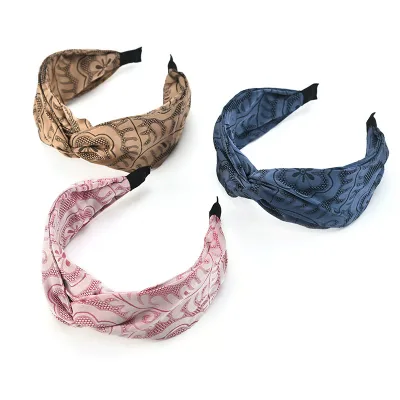 Outdoors Bohemia Twisted Hairband Wide Floral Printed Headband