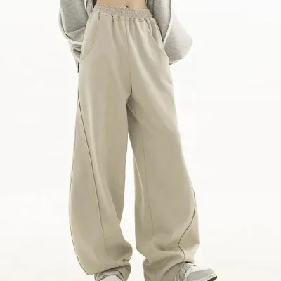 Oversize Sweatpants Streetwear High Waisted Women Loose Y2K Fleece Pallazo Wide Leg Pants Korean Vintage Pockets Casual Trousers