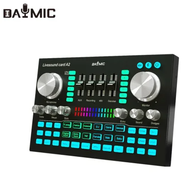 Aoshen Factory Professional Sound Card With 48V Phantom Power for Professional Recording