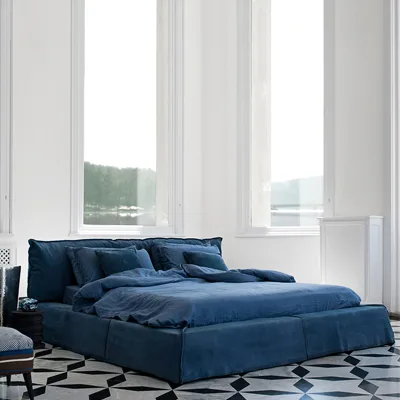 Fabrics king Size Modern Blue Soft Bed Bedroom Furniture Double Bed Italian Beds