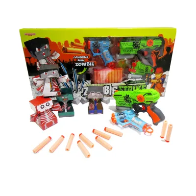 Outdoor Activity Backyard Games Zombie Strike Toy EVA Manual Loading Plastic Small Soft Bullet Pistol Gun Toy for Kid Gift