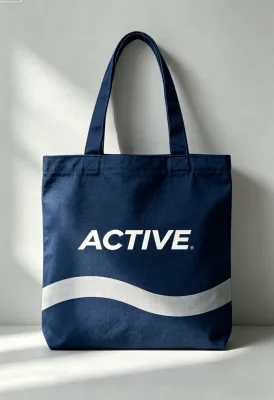 Active Custom Logo 100% Polyester Canvas Tote Bag 240g Fabric Weight Fun Cartoon Pattern Black Long-Handle Shoulder Fashionable