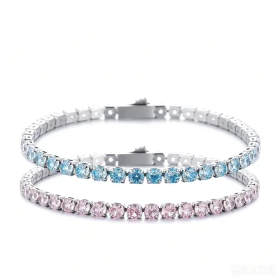 4mm Wide Stainless Steel Color Gradient Colorful Zircon Bracelets 2 Designs Zircon Tennis Bracelets Couple Gift Luxury Jewelry