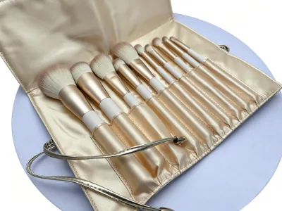 Viral Nude Wooden Face Makeup Brush Set 11-Piece Rose Gold Ferrule Fluffy Synthetic Bristles Gentle Color Beginner