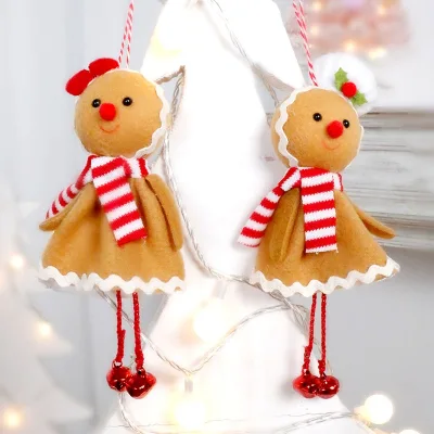 Cute Gingerbread Man Doll Pendant Polymer Clay Christmas Tree Decoration Santa Holiday Gift Bags Christmas Decorations INS Style