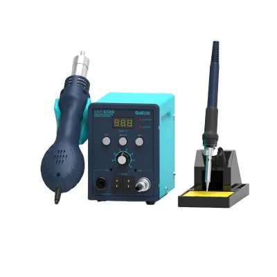 8586 2-in-1 Multi-Function Soldering Station Soldering Iron Hot Air Gun Dual Screen Digital Display 100-500 Temperature