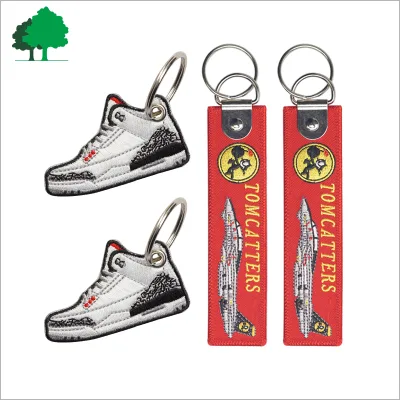 Direct Factory Custom Embroidery Keychains logo Eco-Friendly Twill Material Stainless Steel Classic