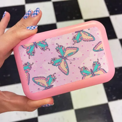 Lighters & Smoking Accessories Lady Plastic Pink Cigarette Case Tobacco Storage Box