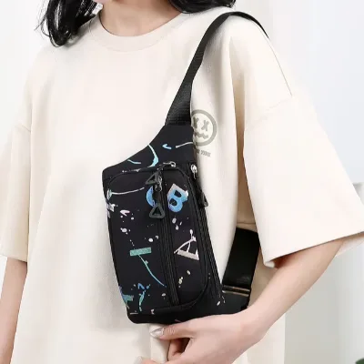 New Trendy Casual Nylon Sports Waist Bag Multi-Compartment for Outdoor Sports Business Crossbody Phone Holder for Men Women