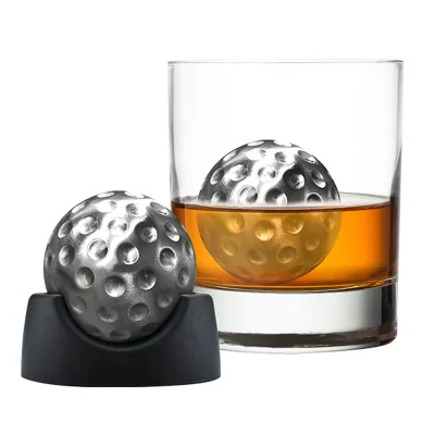Reusable Custom Golf Shape Whiskey Stones Stainless Steel Ice Cubes Whiskey Chilling Stones for Wine Lover