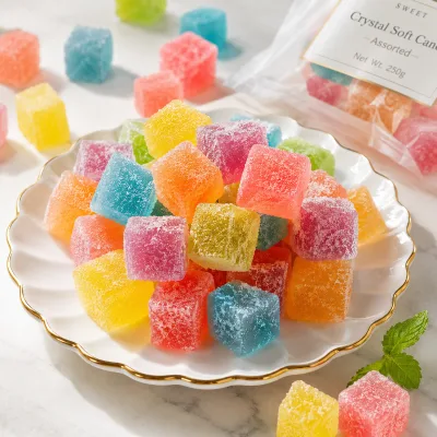 Wholesale Popular TikTok Internet Celebrity Amber Candy Flowing Crystal Gummies with Juice Flavored Fruity Taste