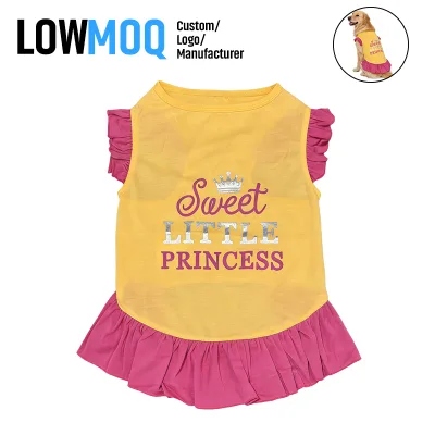 Wholesale Summer Pet Breathable Ruffle Princess Yellow Dress for Small Dogs and Cats OEM