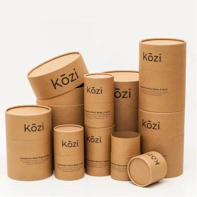 Eco-Friendly Kraft Paper Cosmetic Packaging Jar & Canister Custom Cylindrical Tube with Custom Printed Logo Made in China