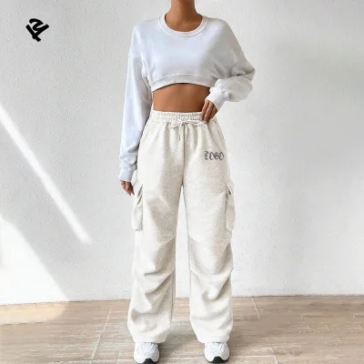 L801200 Custom OEM Manufacturer Vintage Pockets High Waist Streetwear Baggy Casual Ladies Long Y2K Cargo Pant for Women Trousers