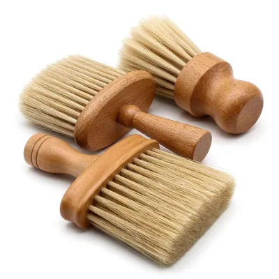 Professional Wood Handle Barber Neck Duster Brush Soft Bristle Salon Hair Cleaning Sweep for Stylists Beechwood Haircut Tools