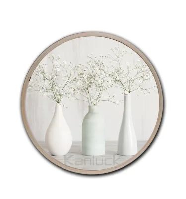 Flower Wall Art With Wood Round Frame