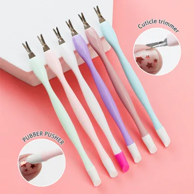 Plastic Nail Art Tools V-Shaped Cuticle Trimmer for Feet Dead Skin Remover and Fork Pusher