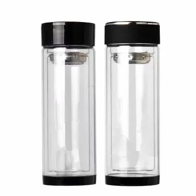 Wholesale 500ML Heat Insulated Double Wall Glass Tea Bottle with Custom Logo