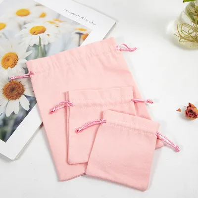 Fashionable Well-knit High-quality Jewelry Cotton Pouch with logo